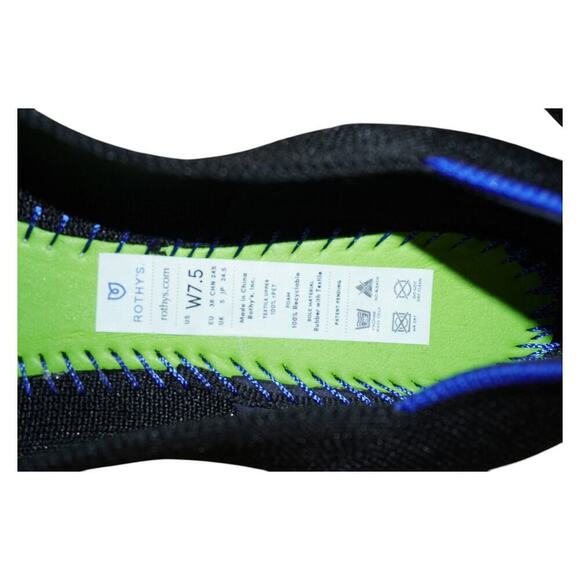 Rothy’s The Point Black Knit Flats Women’s Size 7.5 Blue Trim Sustainable - Picture 9 of 10